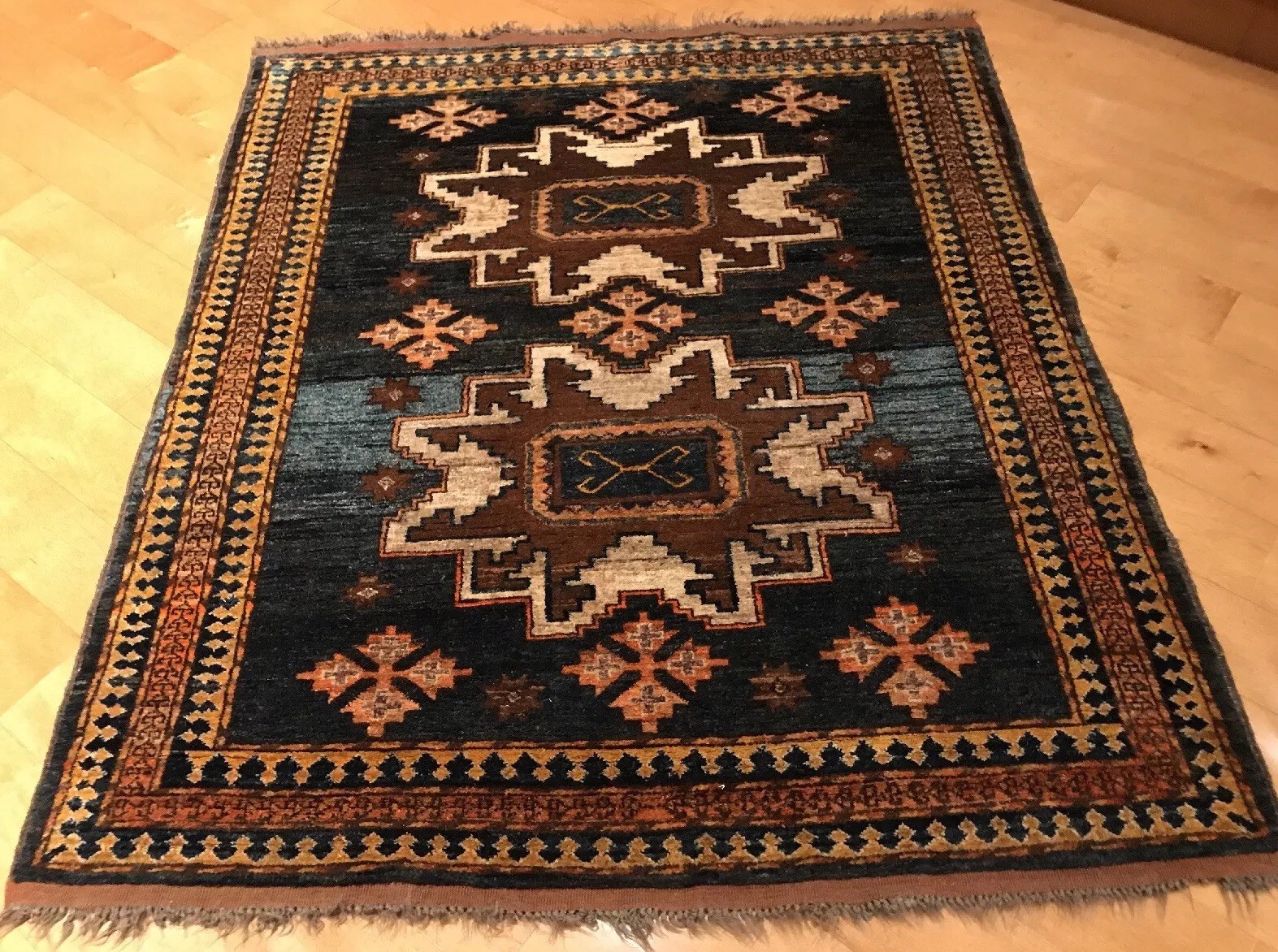 RUG, semi-antique, Beautiful Black, Tan, Ivory, Brown & Taupe gallery