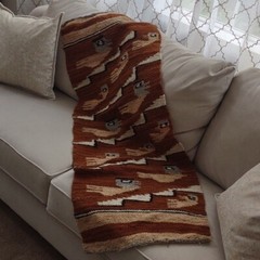 Vintage Hand Woven Rug/ Wall Hanging In A Bird Motif, 56″ x 22″