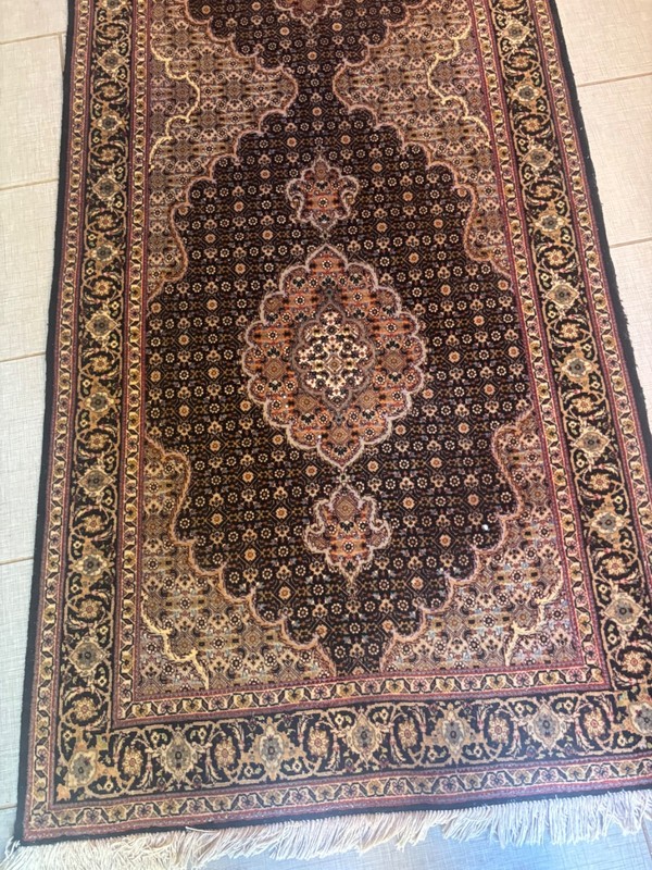 HANDMADE RUG. CARPET .RUNNER. WOOL AND SILK. TAB.RIZ 13X3 gallery