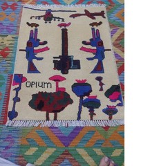 Opium Rug Afghan Handmade Vintage War Rug afghanistan map Wool 9/11 opium