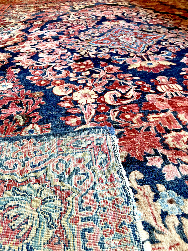 Vintage Blue Sarouk 1930s Wool Rug 8'11" x 11'5" gallery