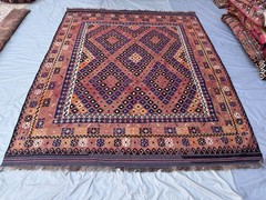 Terracotta Faded Kilim Rug 7’11×9’10 Turkish Tribal Boho Geometric Flatweave rug