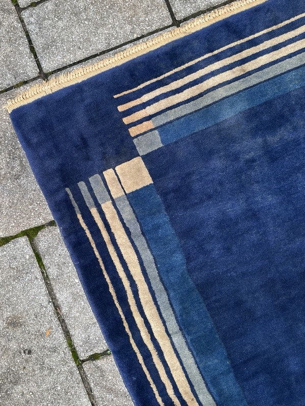 Antique 1930s-1940s Geometric Art Deco Wool Rug Carpet Vintage gallery