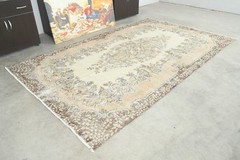 6×9 Turkish Antique Rug Anatolian Hand-Knotted Vintage Oushak Large Carpet,182
