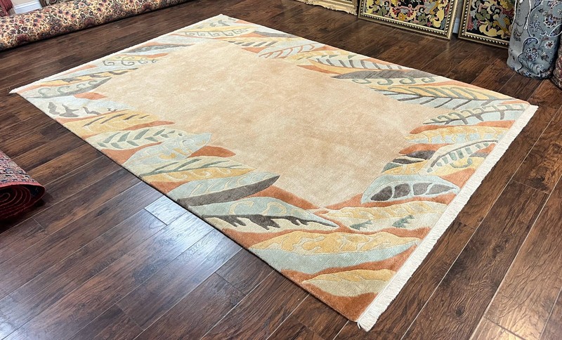 Modertn Tibetan Rug 7x10 Wool Tufenkian Style Nepali Carpet Handmade Open Field gallery