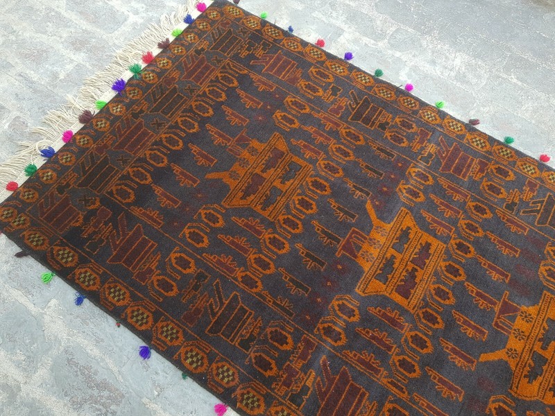 TRADITIONAL AFGHAN SHINDAND BALOCH WAR RUG TRIBAL WAR ART 7x4 ft gallery