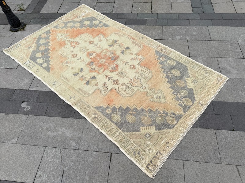 Vintage Oushak Rug 4.7x7.9 ft Hand-Knotted Turkish Wool Area Rug gallery