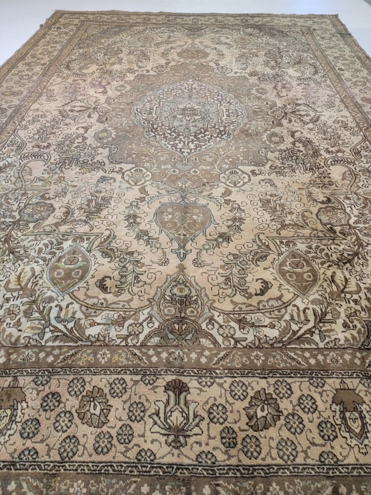 Antique Oriental Hand-Knotted Wool Area Rug Ivory/Beige/Brown 11'3" x 16'3"