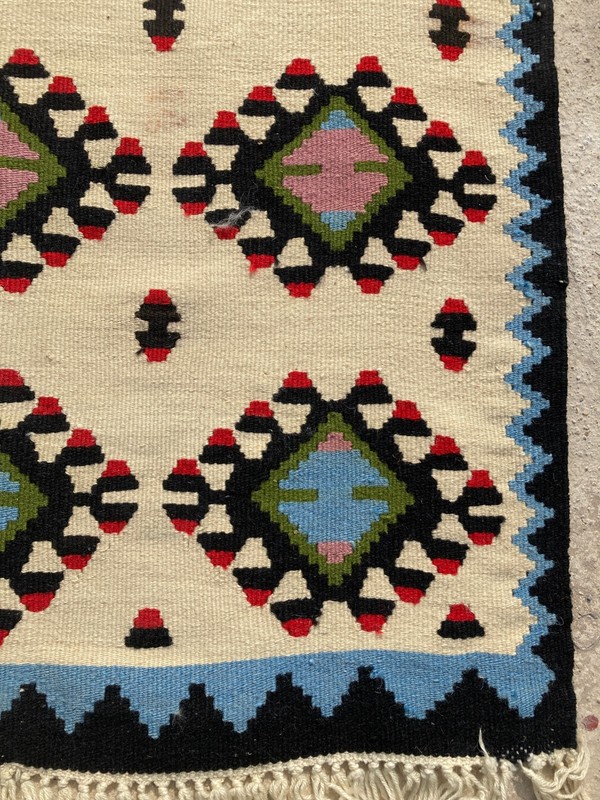 Vintage Handmade Traditional Geometric Wool Kilim Runner Rug 198x52 cm gallery