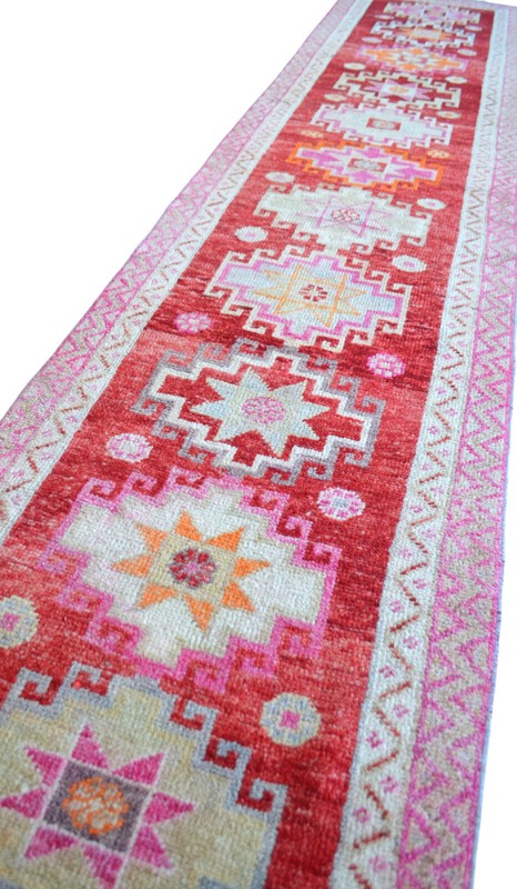 Vintage 1970s Turkish Rug Runner 2.7x13.3 ft | Handmade Anatolian Wool Runner Ru gallery