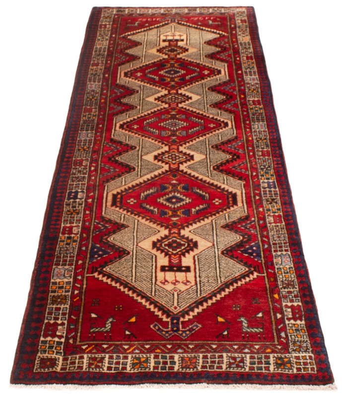 3'9" x 10'6" Vintage Hand-knotted Runner Rug Traditional Oriental Wool Carpet gallery