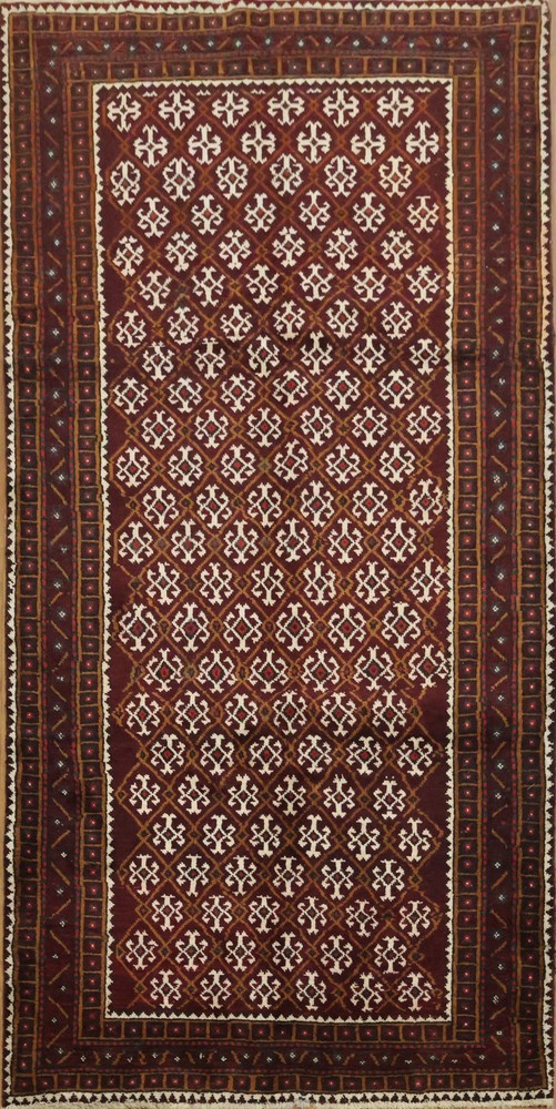 All-Over Design Geometric Area Rug 4x8 Hand-knotted Wool Tribal Style in Red