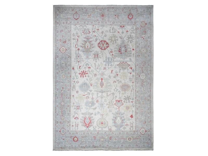 13'10"x19' Ivory, Natural Dyes Oushak with Soft Colors, Pure Wool Hand Knotted gallery