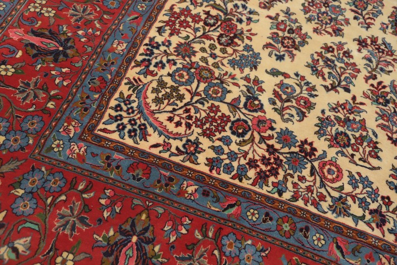 Vegetable Dye Ivory Wool Handmade Large Rug Traditional Vintage Carpet 11x16 gallery