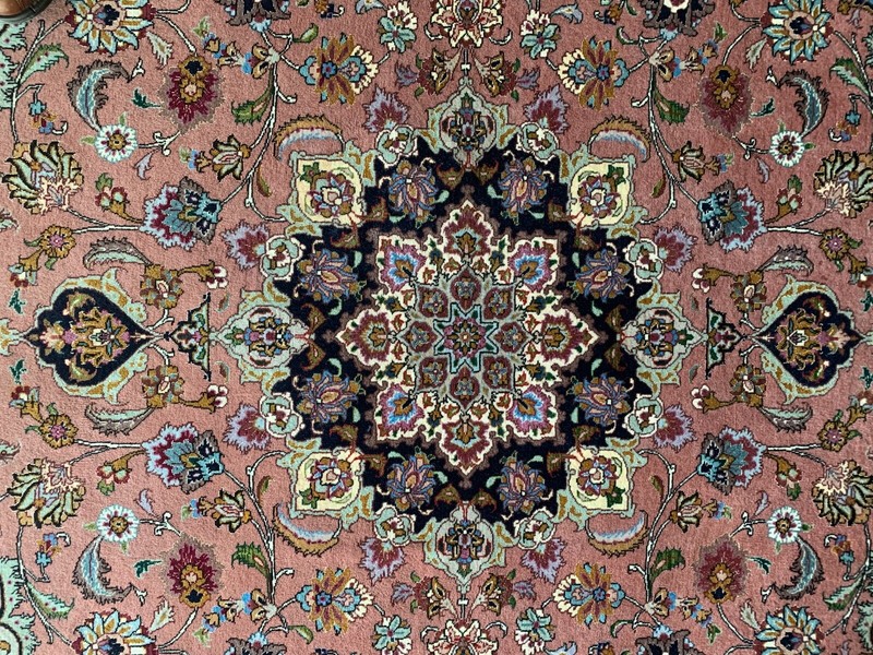 Fine Floral Hand Knotted Per/sian Silk and Wool 5' x 6' 10" Rug gallery