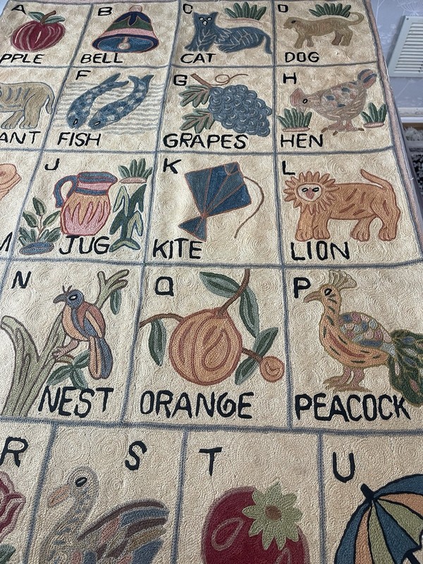 Vintage Handmade Aubusson Rug French Style Chain Stitch Needlepoint Rug 147x86cm gallery