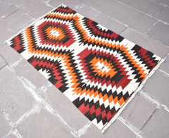 Vintage Turkish Rug 35” x 56” Anatolian Nomadic Rug Flat Woven Wool Rug
