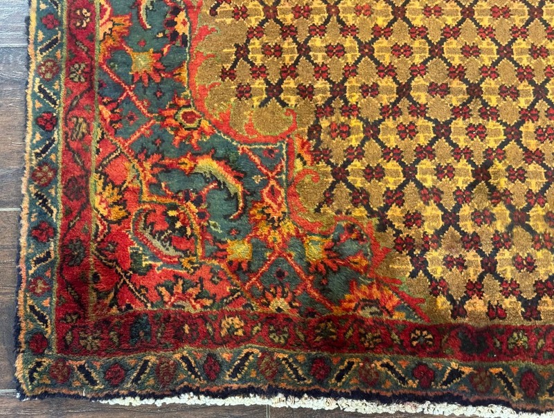 Per'sian Kurdish Koliai Runner Rug 4x9 Camel Hair Red Wool Antique Tribal Carpet gallery