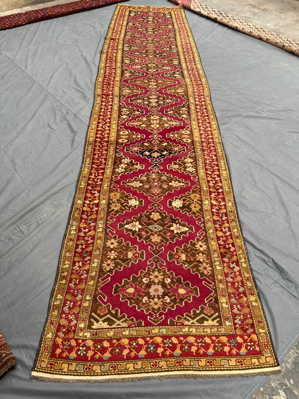 Vintage Hand Knotted Caucasian Kazak Runner 3x16 Handwoven Wool Entryway Rug gallery