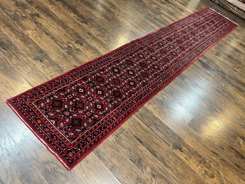 Long Tribal Runner Rug 3x16 Wool Hand Knotted Antique Oriental Carpet Red gallery