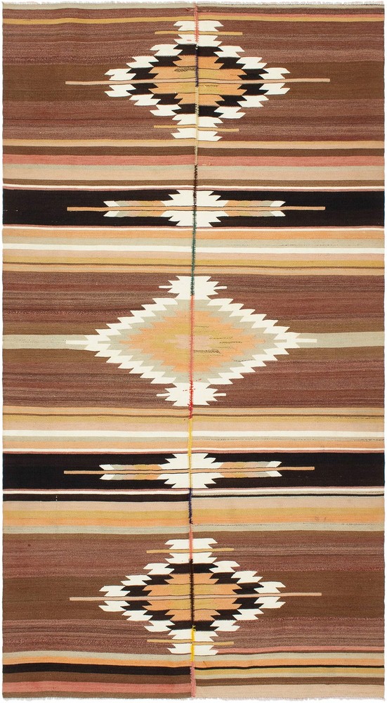 Vintage Hand Woven Area Rug 4'10" x 9'4" Traditional Wool Oriental Carpet