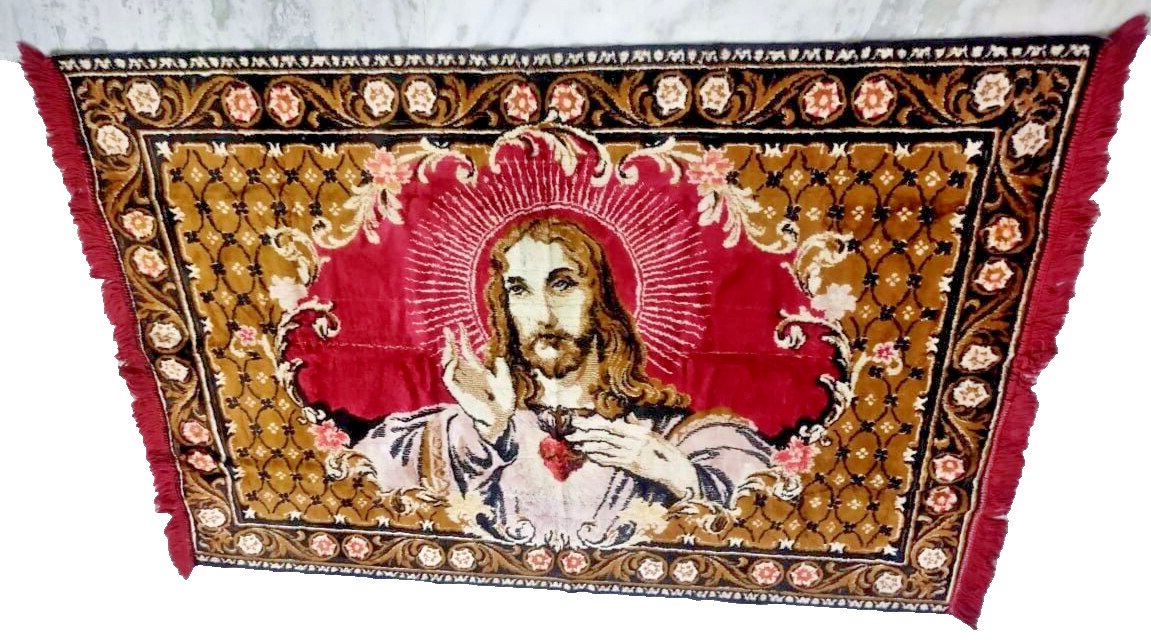 Antique Carpet Dhurries Jesus Christ Dhurrie Handwoven Area Rug Old 4x6 Feet gallery