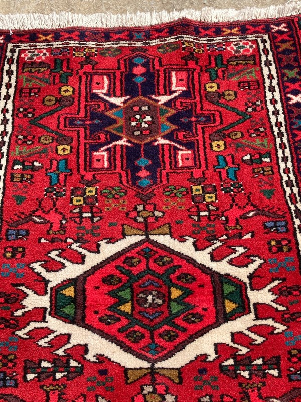 Vintage Traditional Hand-knotted Geometric Tribal Oriental Wool Rug 103x68 cm gallery