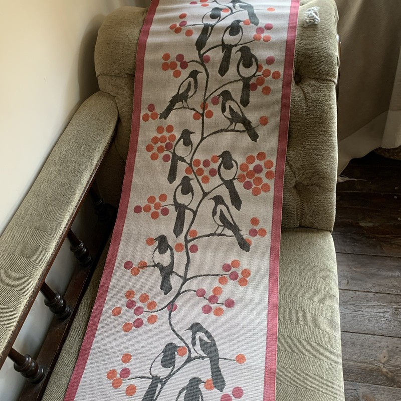 EKELUND Master Weavers Swedish cotton tapestry wall hanging birds with berries gallery