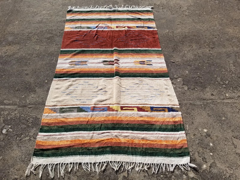 Vintage Traditional Handmade Southwestern Wool Multicolor Kilim 6.5x3.6 ft gallery