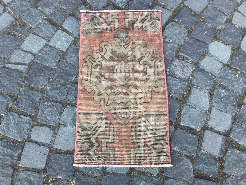 Bath Mat Rug, Oushak Kilim Rug, Turkish Vintage Rug, Home Decor Rug 1,3 x 2,3 ft gallery