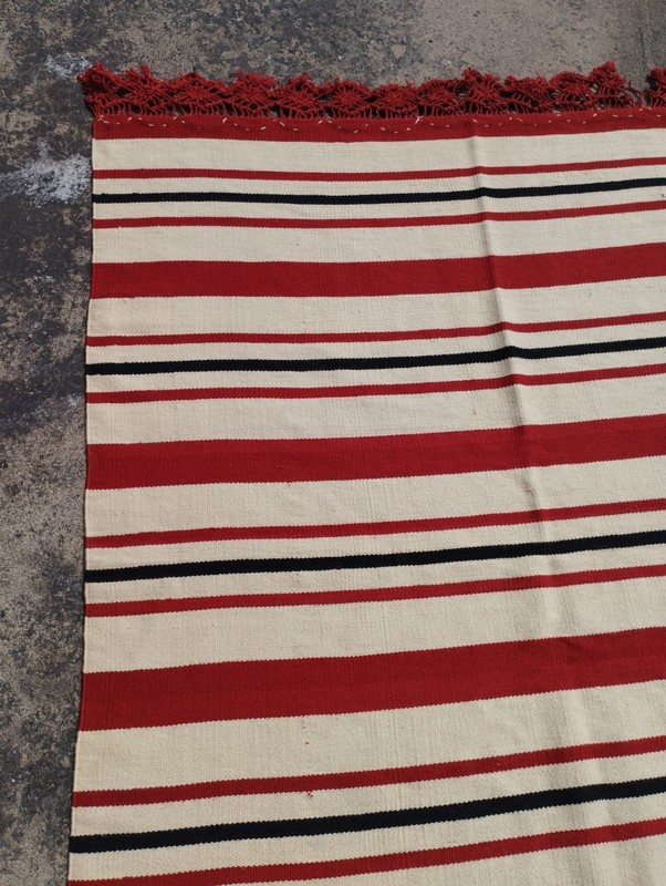 Vintage Handmade Traditional Turkish Strip Kilim Floor Rug Carpet 185x151 cm gallery