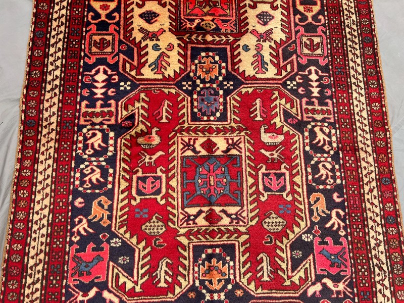 4.3x10.1 ft Vintage Afghan Hand Knotted Persian Style Wide Runner Rug, Entry Rug gallery