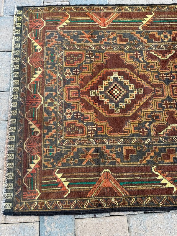 Fine Quality New Handmade Pakistani Geometric Accent Rug, Rustic Colors, 4x6 gallery