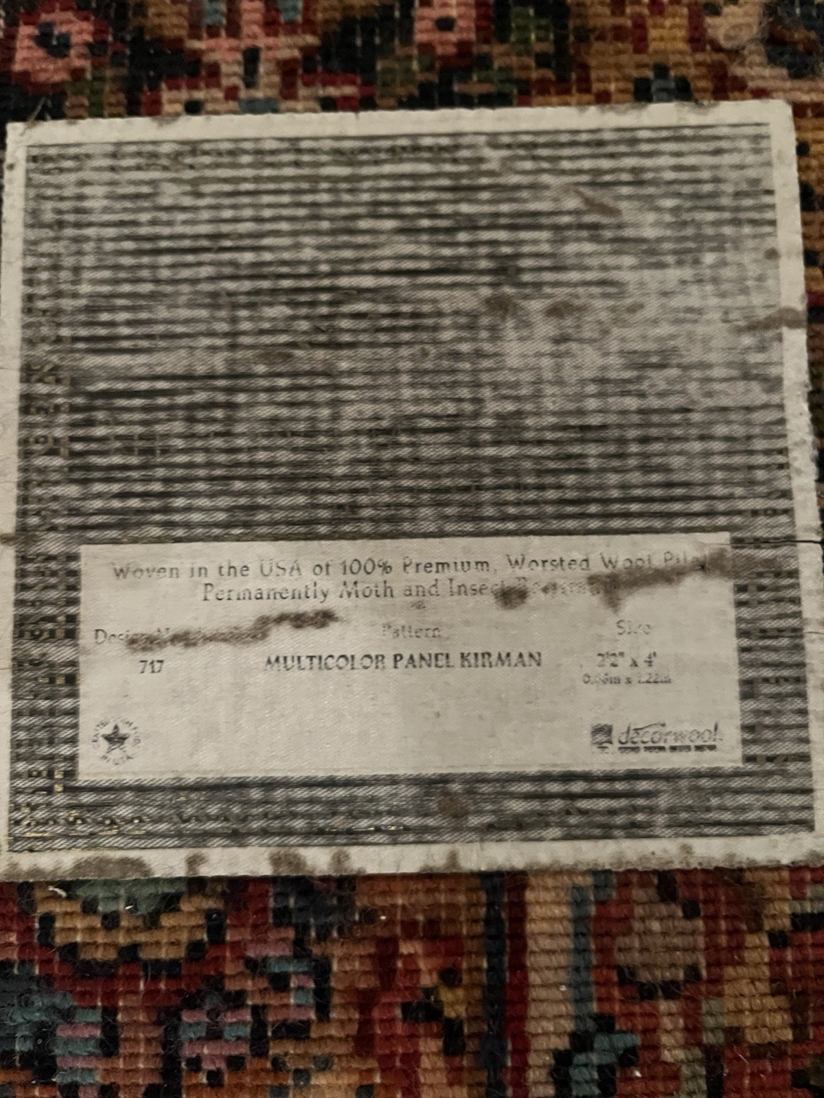 Karastan Rug 2x4 Multicolor Panel Kirman #717, Original 700 Series Rug gallery