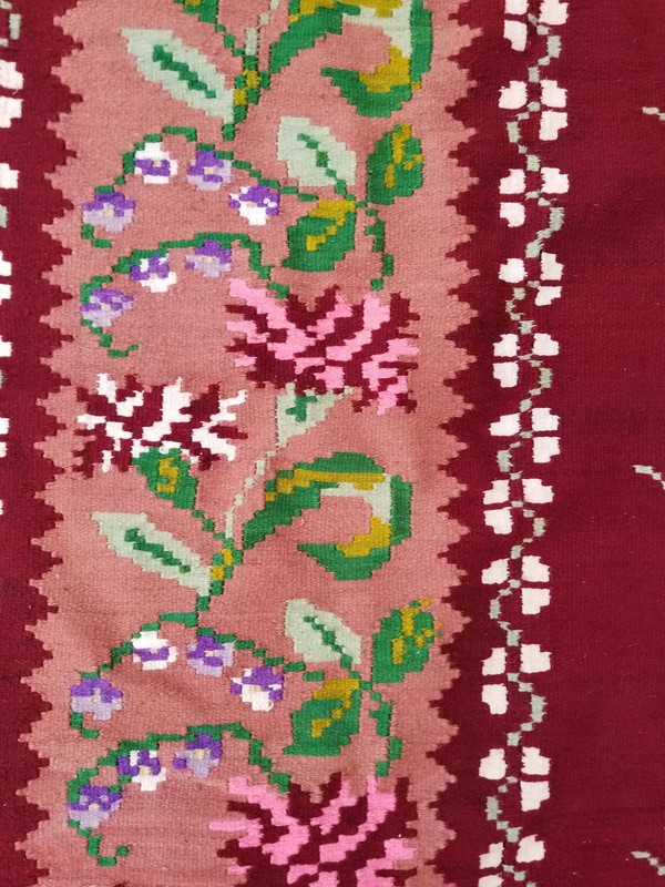 Fine Vintage Traditional Handmade Bessarabian Wool Multicolor Kilim 6.2x5.5 ft gallery