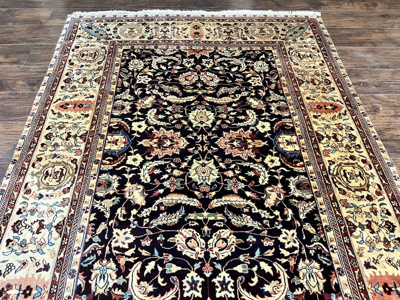 Indian Rug 5x15 Wide Runner Wool Handmade Vintage Oriental Carpet Black Cream gallery