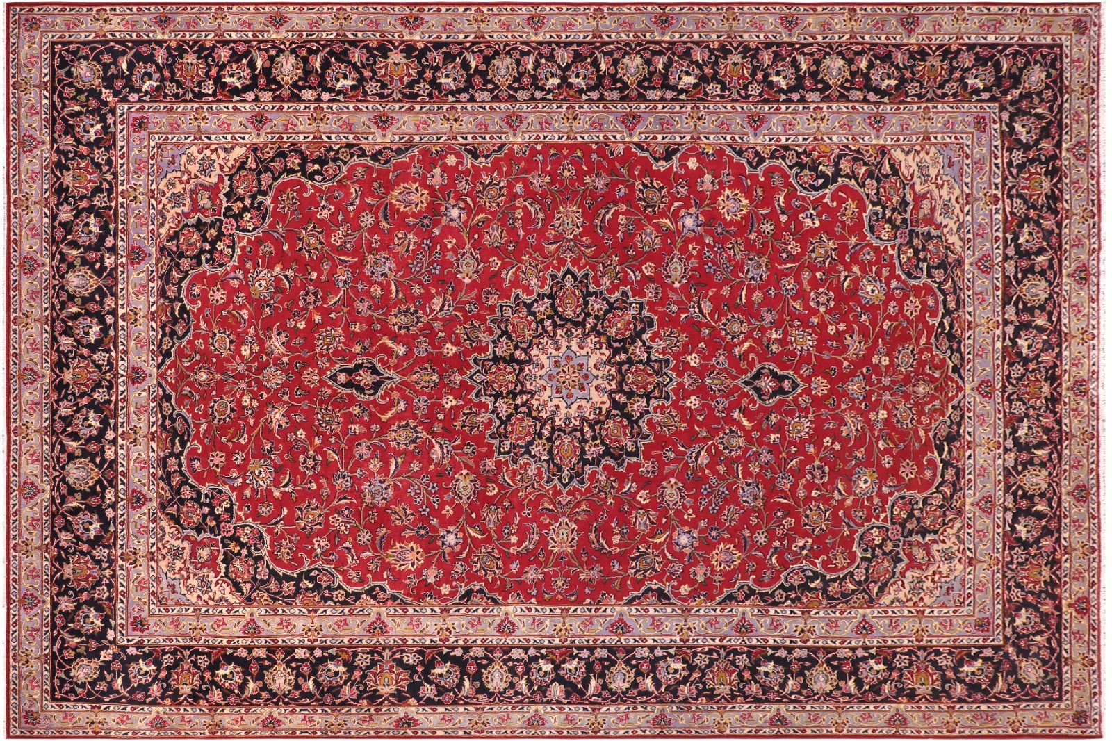 Vintage Red Wool Rug 10x14 Large Area Carpet 1960s Traditional gallery