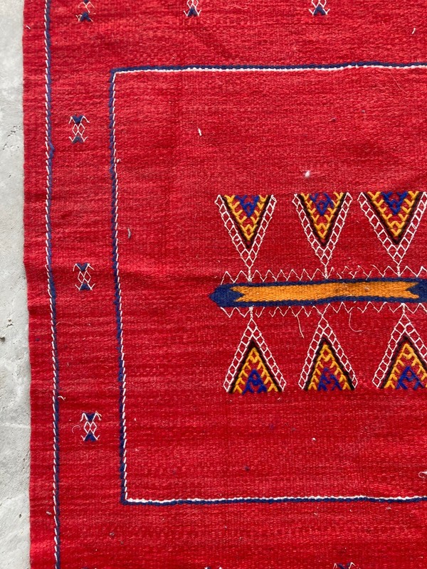 Vintage Traditional Handmade Moroccan Berber Wool Kilim Floor Rug 100x68 cm gallery
