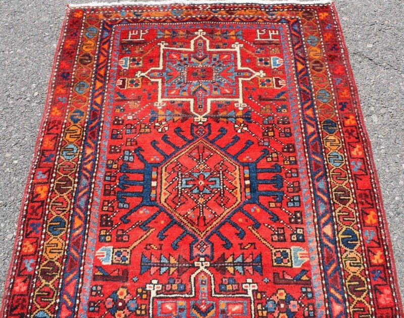 Vintage Hand Knotted Wool Runner Rug 3'2 x 10'7 S Antique Caucasian Heris 3 x 11 gallery