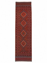 Vintage Afghan Baluchi Wool Runner Rug Hand Knotted Medallion Red Blue 2×8 Feet