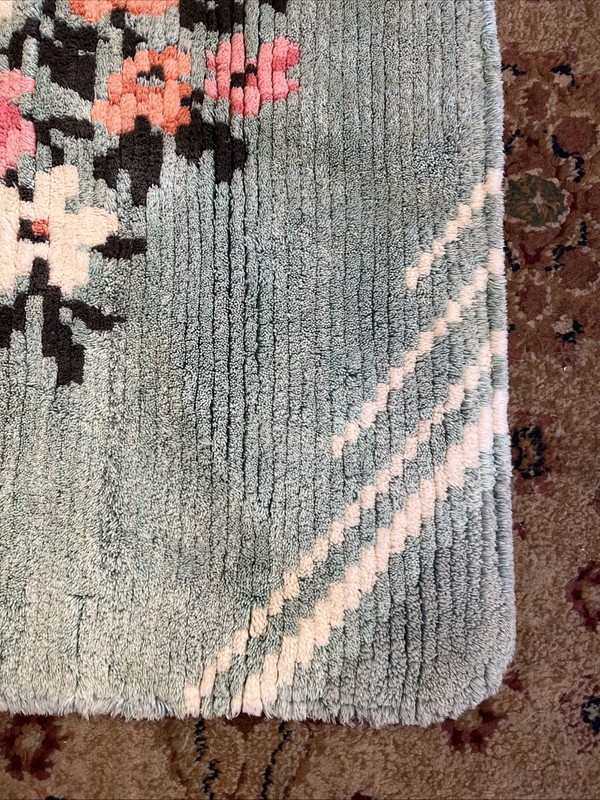 Vintage Belgian Mid Century Rya ? Rug Scandinavian Carpet 37 X 22” Bed Or Bath gallery
