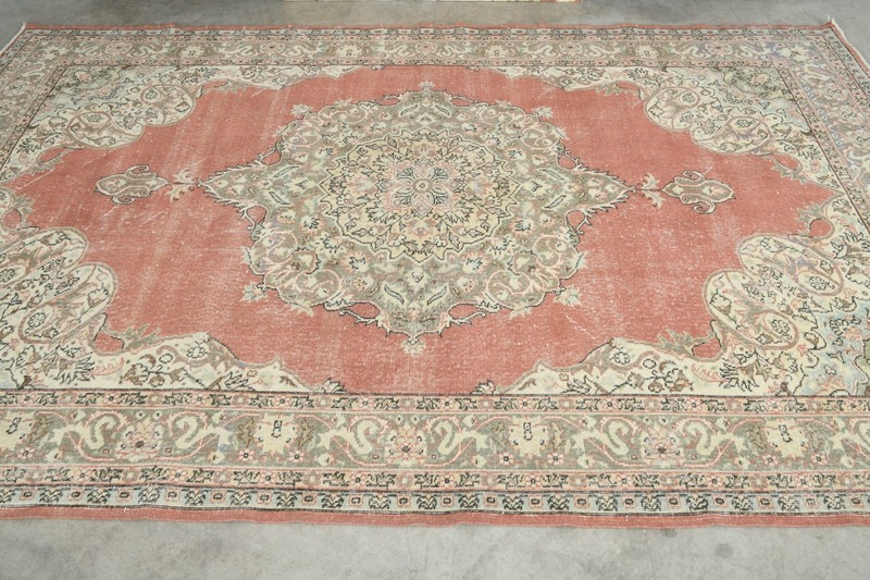 Oversize Turkish Rug 7x11 Hand-Knotted Vintage Oushak Wool Rug Large Carpet,734 gallery