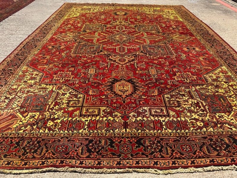 10x14 VINTAGE HERIZ RUG handmade wool oriental handwoven ANTIQUE geometric clean gallery