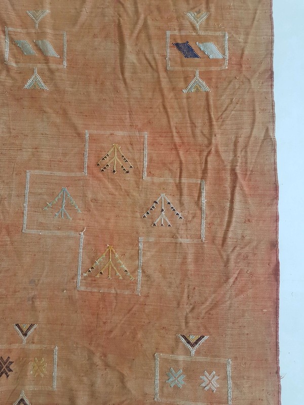 Fine Vintage Traditional Hand Made Oriental Wool Mustard Brown Kilim 134x92cm gallery