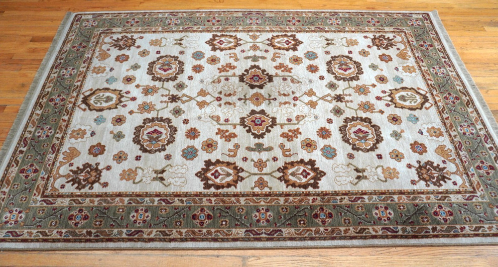 Authentic Original Karastan Ivory Oushak # 700-721 Wool Pile Rug 5'9" x 9'