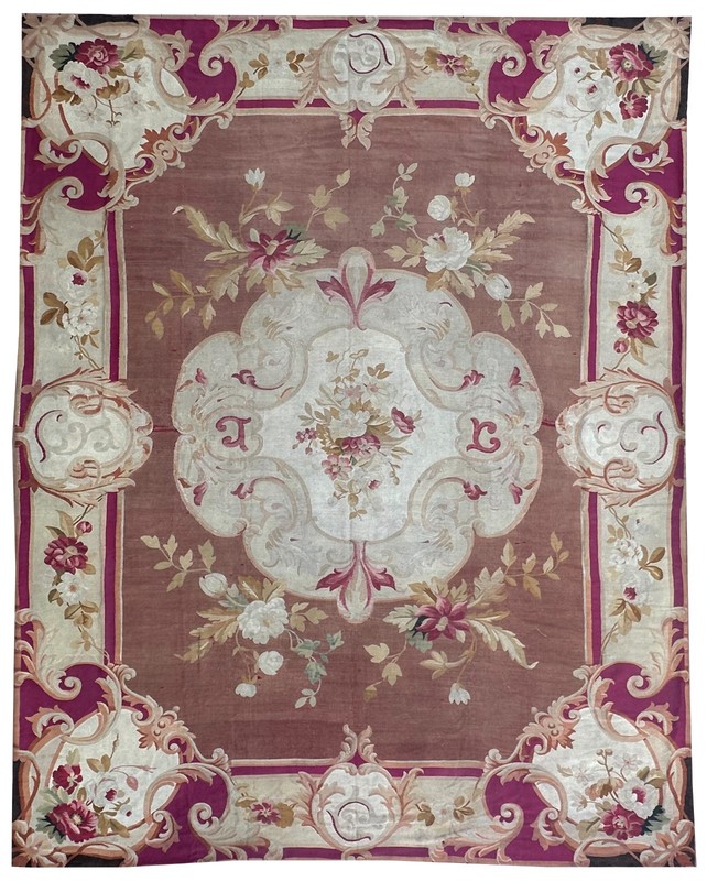 9X12 Antique French Aubusson Rug Napolian III 285cm x 358cm C.1870 gallery
