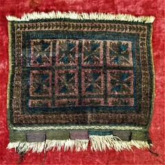 KHAMSEH SADDLE BAG. WOOL KNOTTED BYHAND. MIDDLE OVER. XIX-XX CENTURY