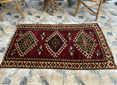 Vintage Kurdish Area Rug | 2.9×5.1 ft Hand-Knotted Wool Distressed Tribal Carpet