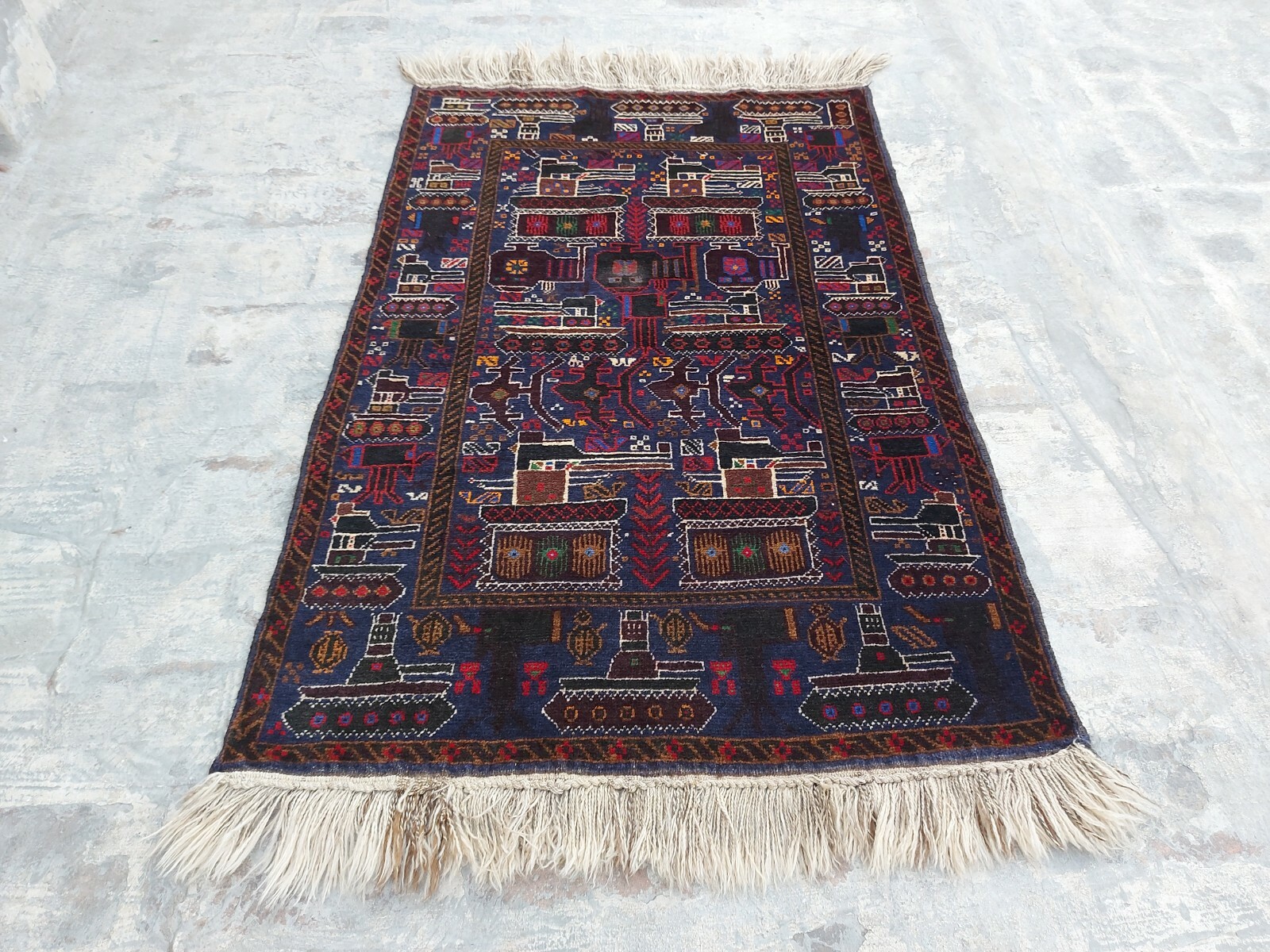 5x3 ft Handmade Afghan Shindand Baloch War Rug Best Unique War Rug Hirat war rug gallery