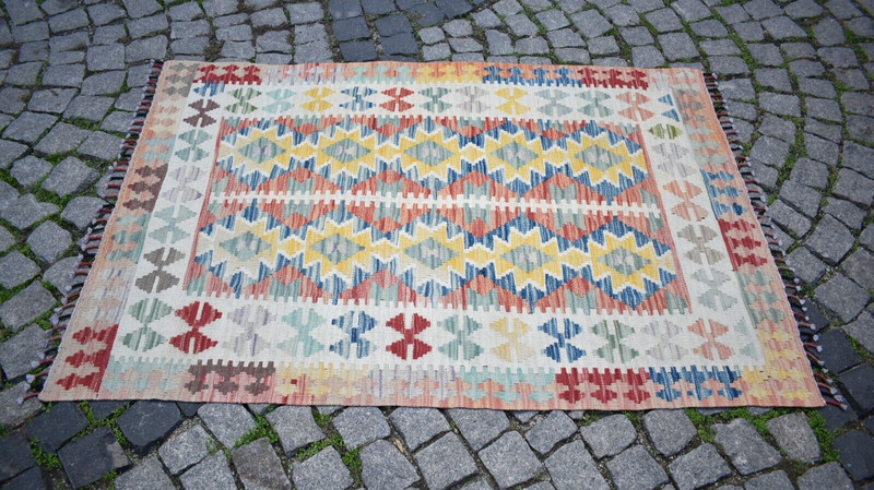 Afghan Rug 43'' x 64'' Tribal Flat Woven Rug Muted Dye Rug Home Decor Wool Rug gallery